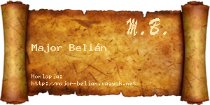 Major Belián névjegykártya